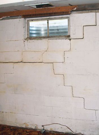 severe bowing and buckling of foundation walls in Lewiston