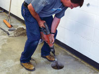 Coring the concrete of a concrete slab floor in Blackfoot