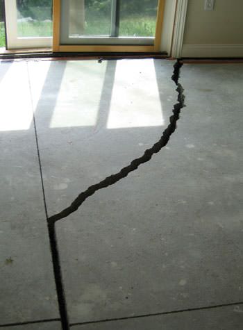 severely cracked foundation slab floor in Buhl