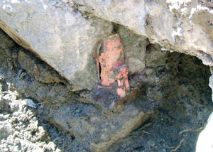 Failed concrete underpinning meant to repair a foundation issue in Jerome.
