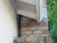 A chimney leaning away from the home on a Rupert foundation