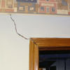 A large settlement crack on interior drywall in a Sandpoint home.