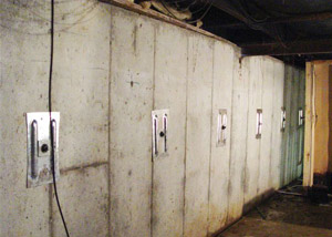 A foundation wall in Preston repaired with foundation wall anchors.
