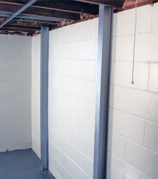 A PowerBrace™ i-beam foundation wall repair system in Boise