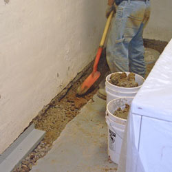 Digging a trench for a French Drain system in Boise