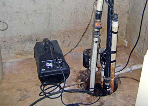 Pedestal sump pump system installed in a home in Sandpoint