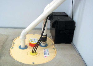 Sandpoint installation of a submersible sump pump system