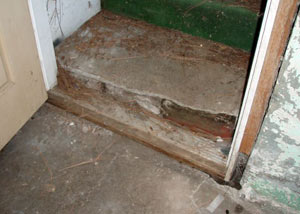 A flooded basement in Kuna where water entered through the hatchway door