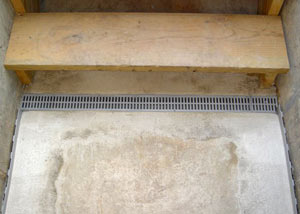 Our grated drain system installed on a leaking basement staircase in Mountain Home.