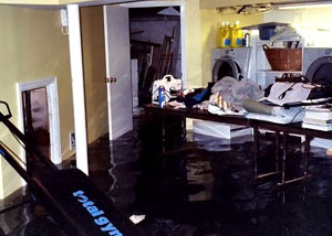 A laundry room flood in Ontario, with several feet of water flooded in.