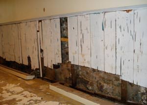 A wet, flooded finished basement in Emmett